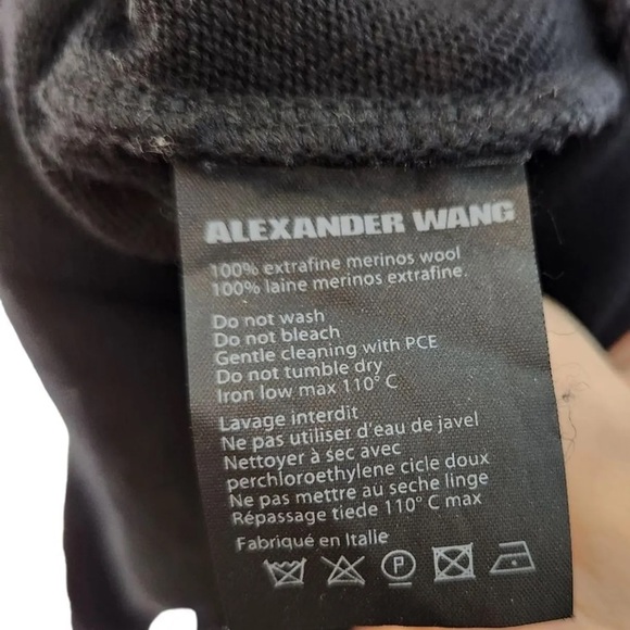 ALEXANDER WANG Black Wool Knit Asymmetrical Eyelet Bodycon Dress Size Small - Picture 7 of 8